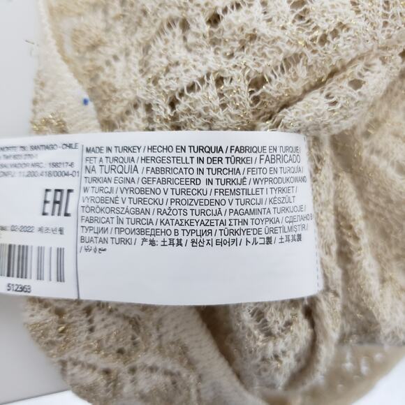 MANGO MNG Lurex Knitted Cardigan Sweater Women Plus 3XL Cream Gold Tie front - Picture 14 of 14